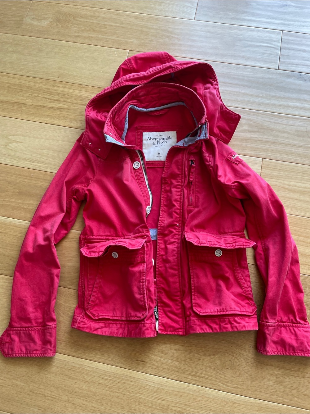 Abercrombie & Fitch Red Hooded Stylish Slim-Fit Jacket